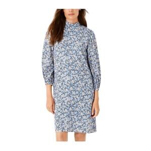 Ann Taylor Womens Blue Floral Mock Neck Knee Length Dress, Viscose, 10